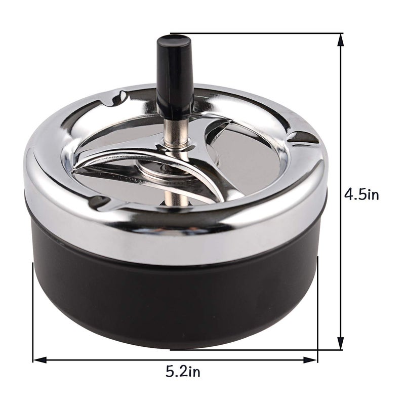ONE250 Round Push Down Stainless Steel Modern Tabletop Cigarette Ashtray with Spinning Tray, Cigarette Ashtray for Indoor or Outdoor Use, Ash Holder for Smokers, Smoking Ash Tray for Home Office - Image 2